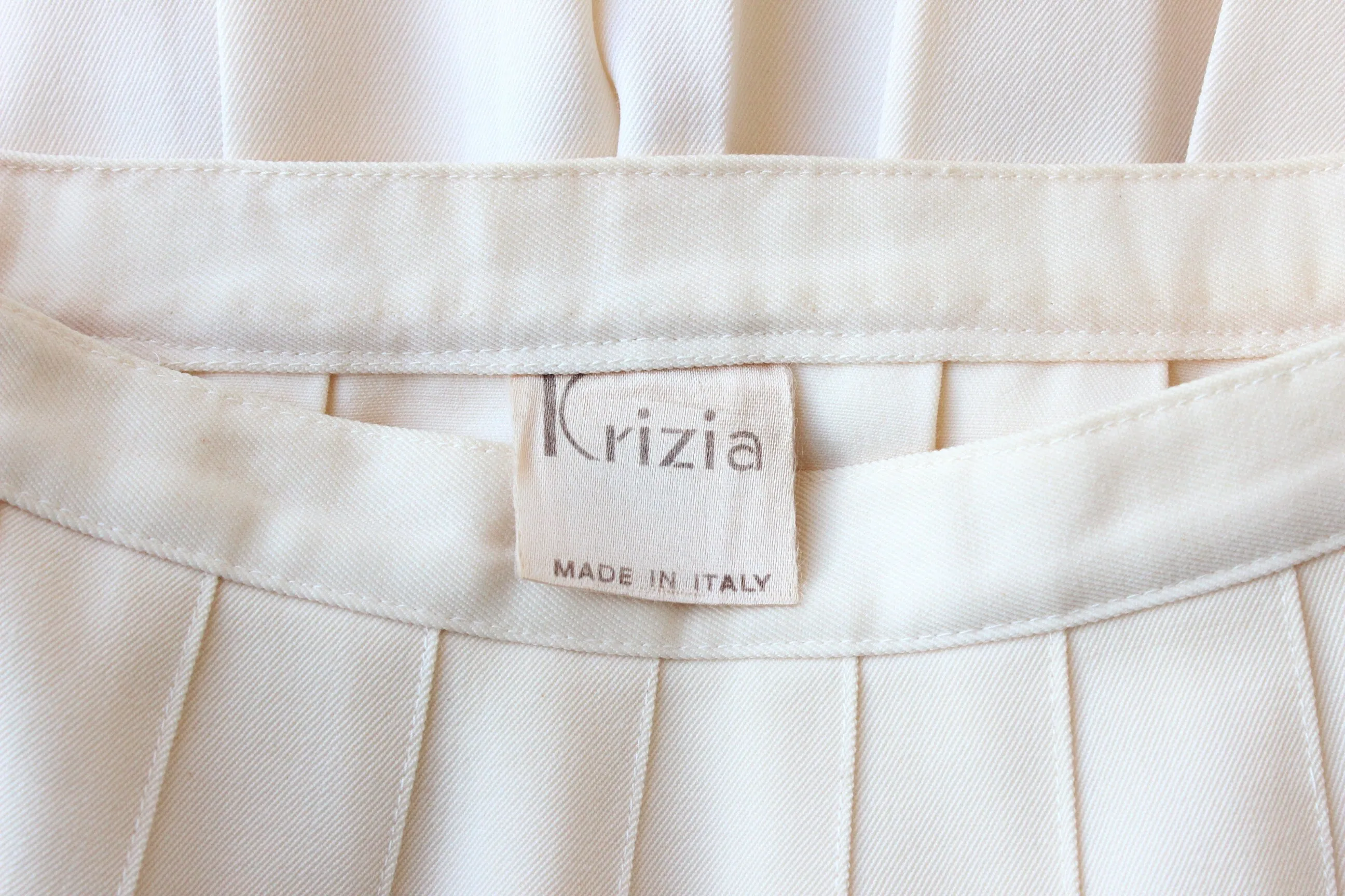 1970s Krizia Italy Cream Wool Two Piece Bridal Skirt Suit