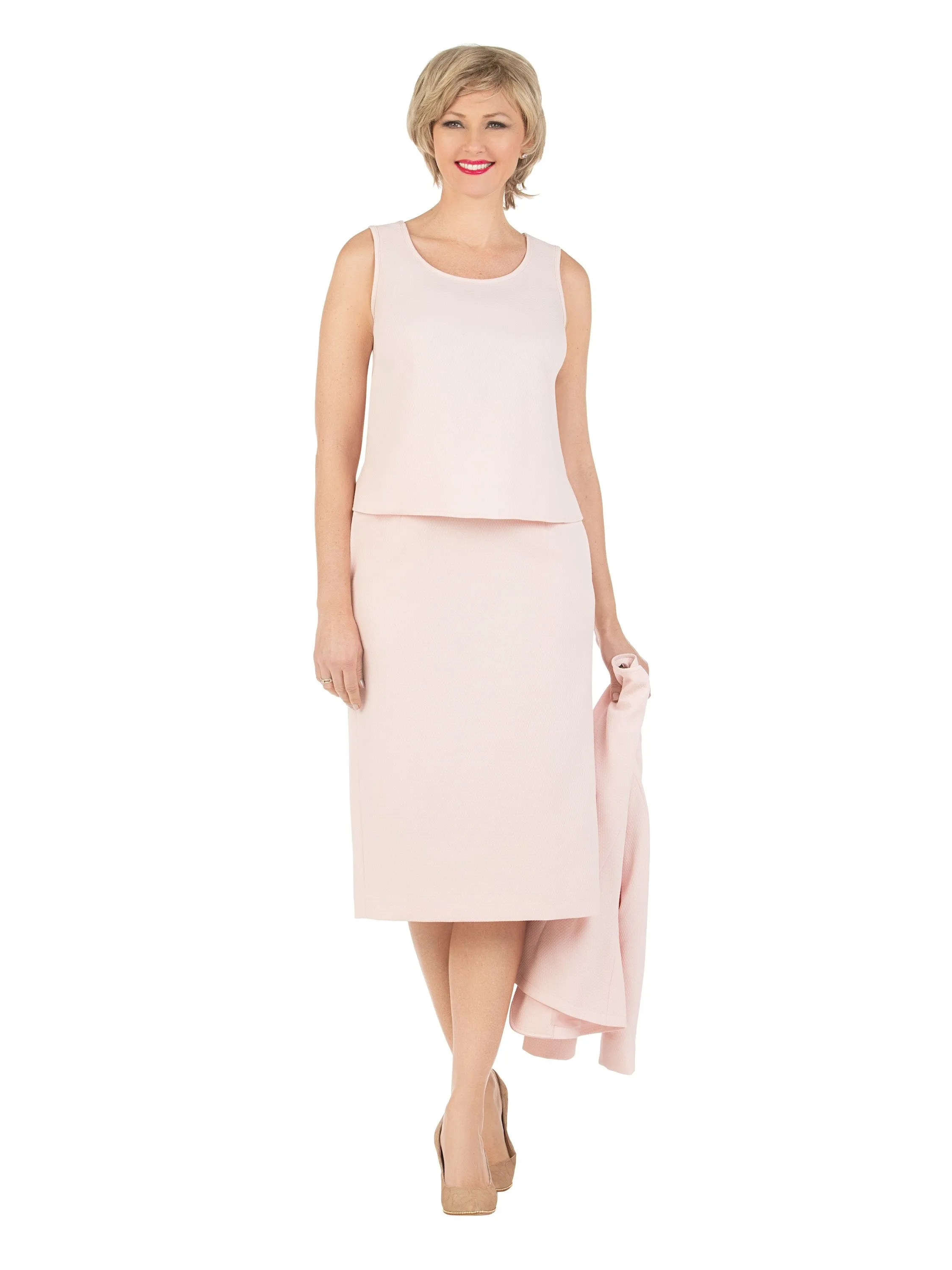 3pc Novelty Skirt Suit w/ Embellished Button