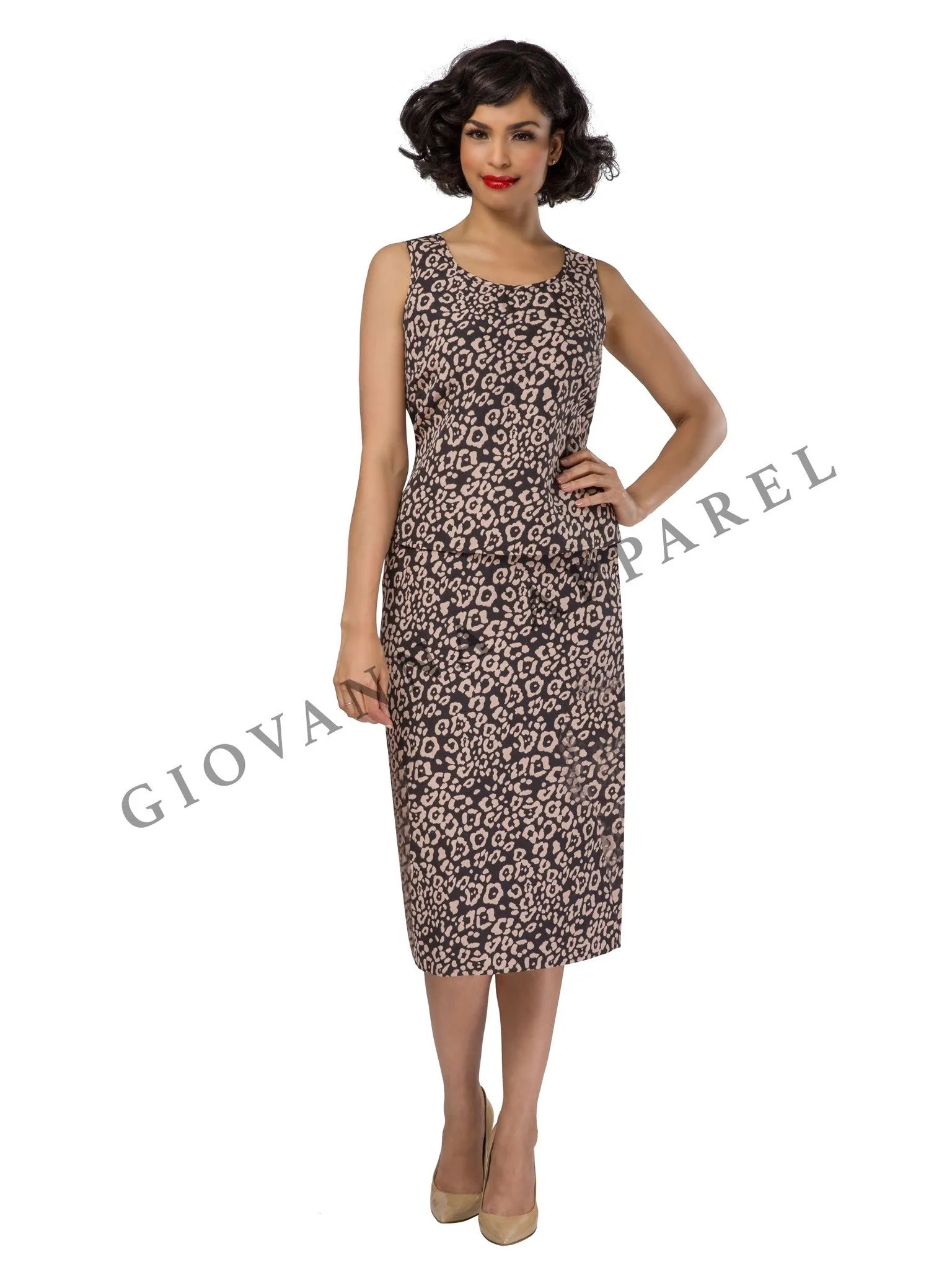 3pc Novelty Skirt Suit w/ Embellished Button