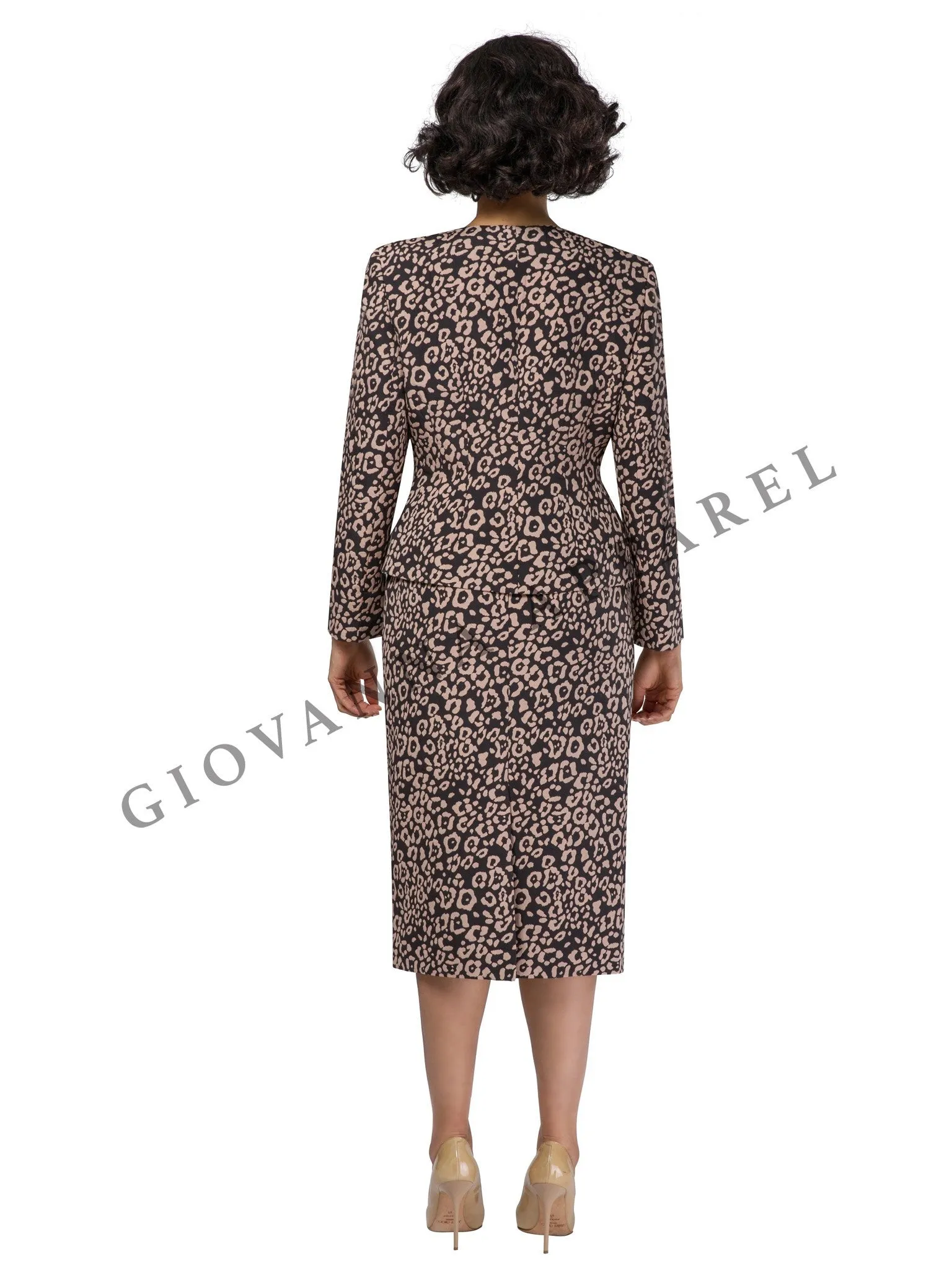 3pc Novelty Skirt Suit w/ Embellished Button