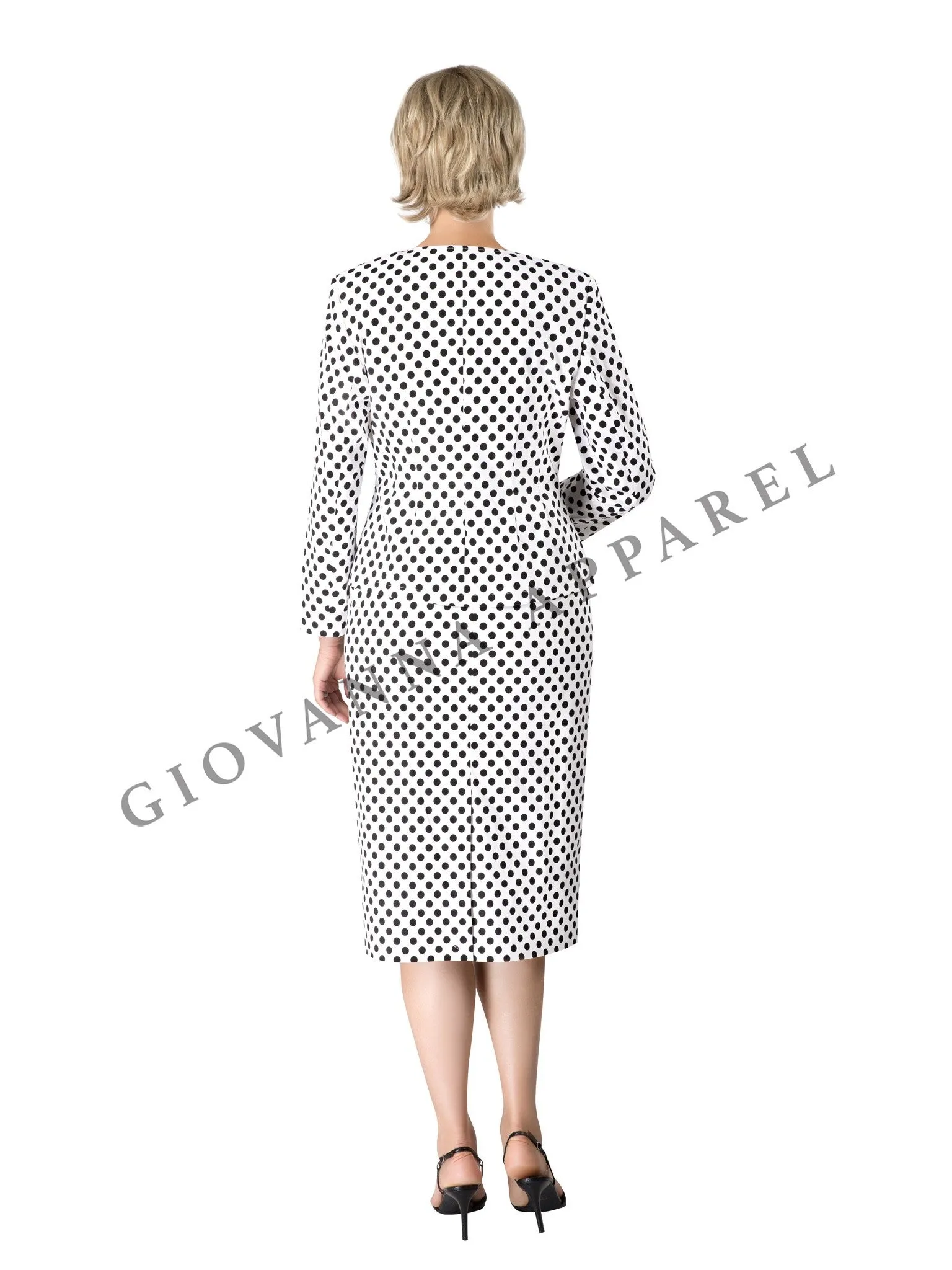 3pc Novelty Skirt Suit w/ Embellished Button
