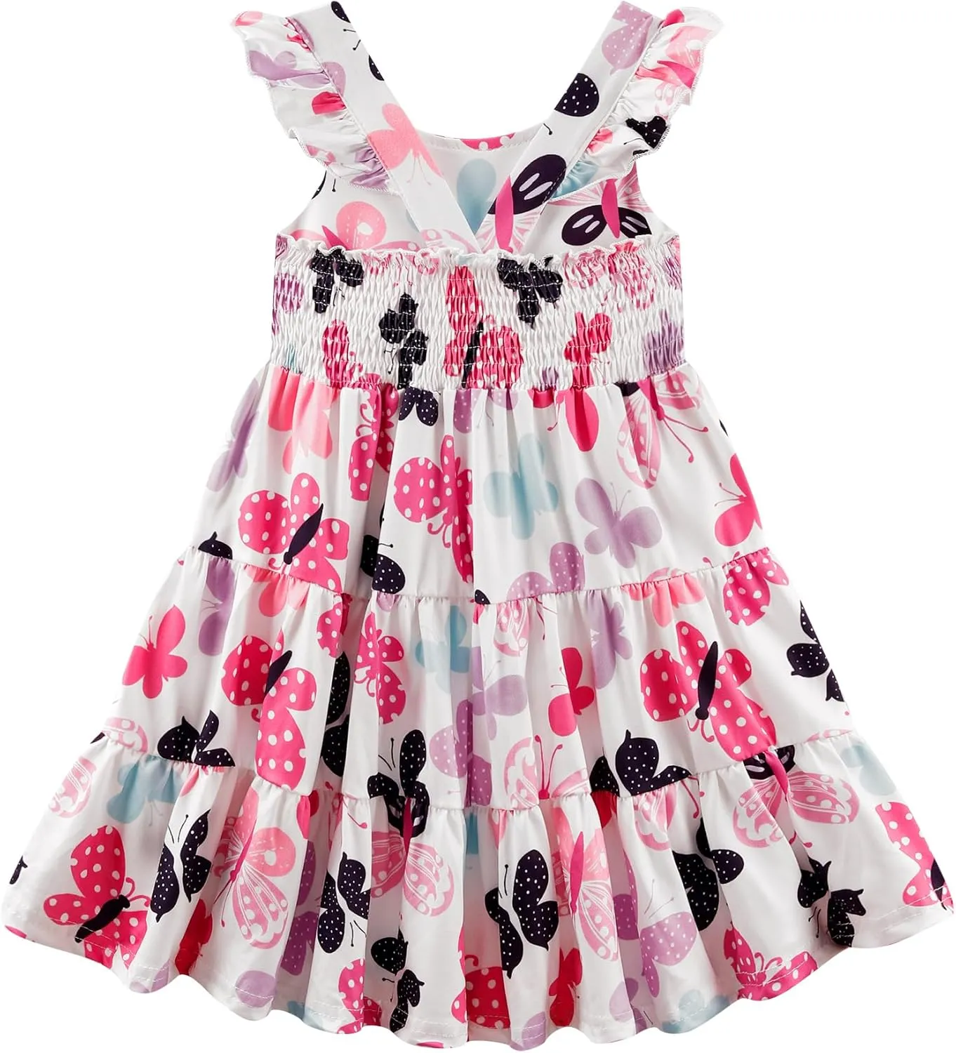 Baby Girls Tiered Dress Flutter Sleeve Twirly Unicorn Sundress Kids Cute Outfits Toddler Summer Dresses 2-8 Years Old