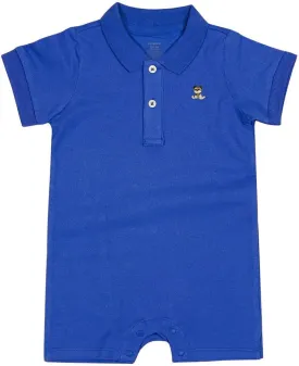 Baby Polo Romper Cotton Short Sleeve Embroidery Bear Jumpsuit 3-24 Months