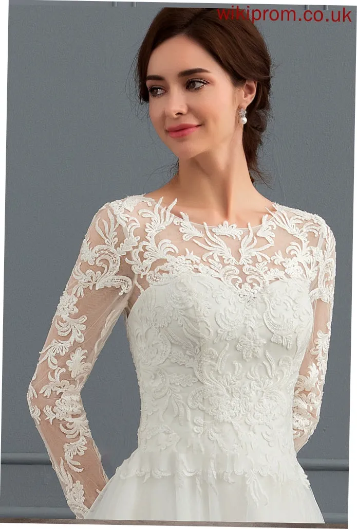 Ball-Gown/Princess Train Neck Sweep Wedding Dresses Scoop Aliana Wedding Tulle Dress