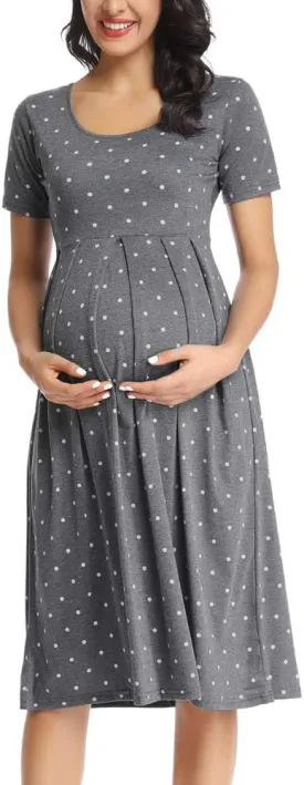 BBHoping Womens Casual Striped Maternity Dress Short Knee Length Pregnancy Clothes for Baby Shower