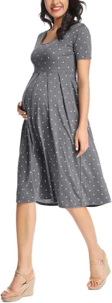 BBHoping Womens Casual Striped Maternity Dress Short Knee Length Pregnancy Clothes for Baby Shower