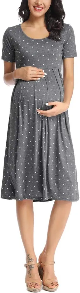 BBHoping Womens Casual Striped Maternity Dress Short Knee Length Pregnancy Clothes for Baby Shower