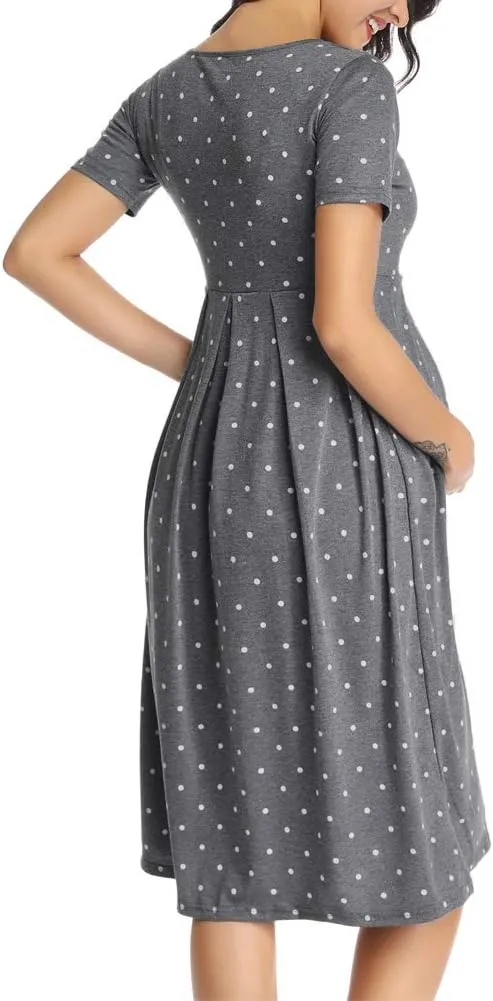 BBHoping Womens Casual Striped Maternity Dress Short Knee Length Pregnancy Clothes for Baby Shower