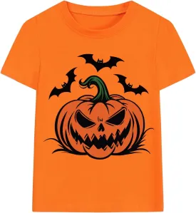 Boys Halloween T-Shirts Halloween Pumpkin Shirts Kids Ghost Trick or Treat Boo Print Tops Tees 3-10 Years