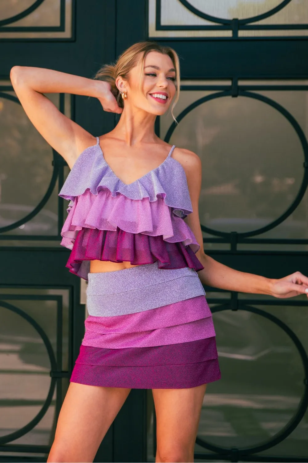 Caitlin A-line Color Block Mini Skirt
