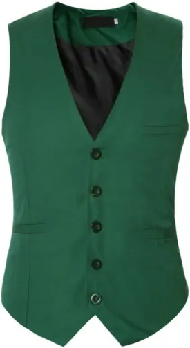 Cloudstyle Mens V-Neck Dress Suit Business Casual Suit Vest Waistcoat 5 Button Slim Fit