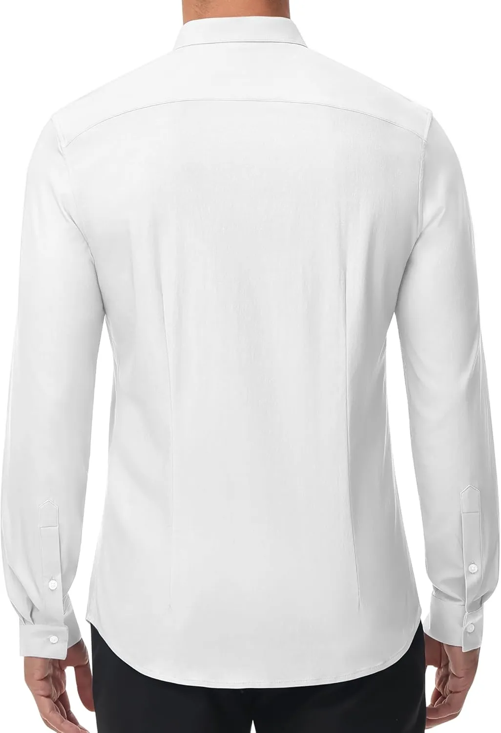 DEMEANOR Band Collar Dress Shirts for Men Stretch Dress Shirts Collarless Button Down Long Sleeve Shirts Muscle Fit
