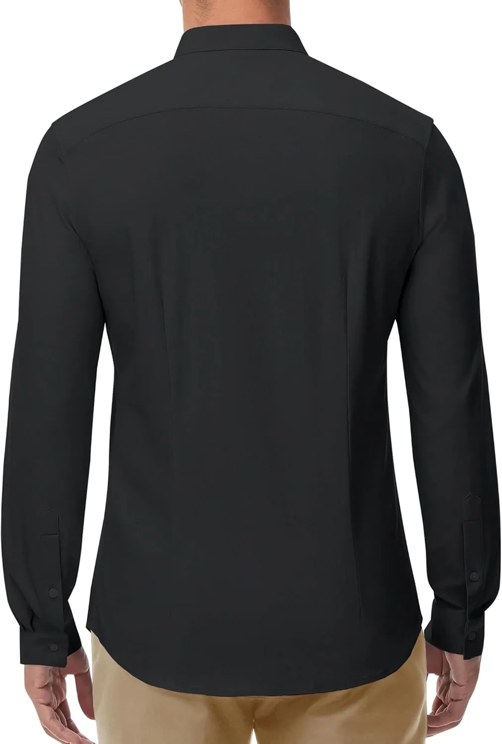 DEMEANOR Band Collar Dress Shirts for Men Stretch Dress Shirts Collarless Button Down Long Sleeve Shirts Muscle Fit