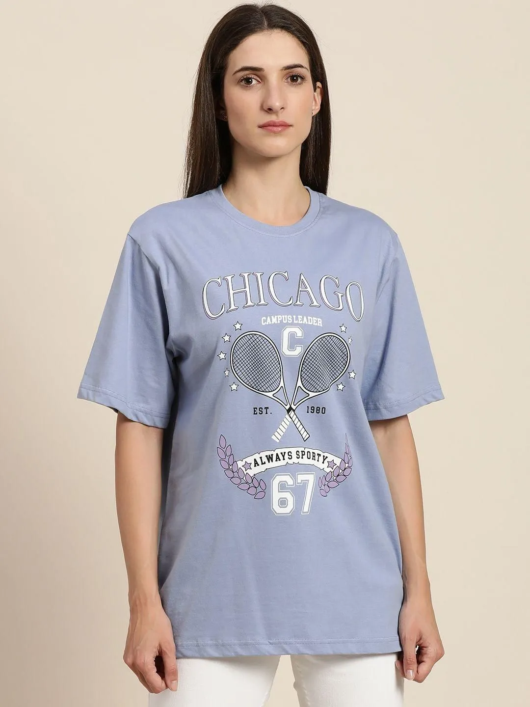 Dillinger Women's Blue Graphic Oversized T-Shirt