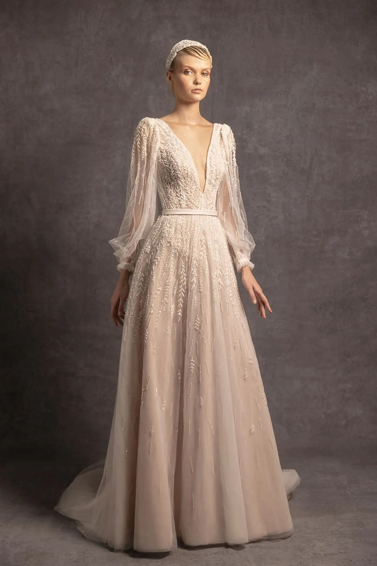 Embroidered A-line Wedding Dress
