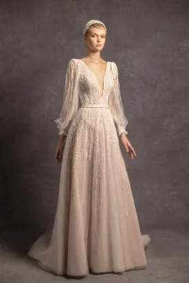 Embroidered A-line Wedding Dress