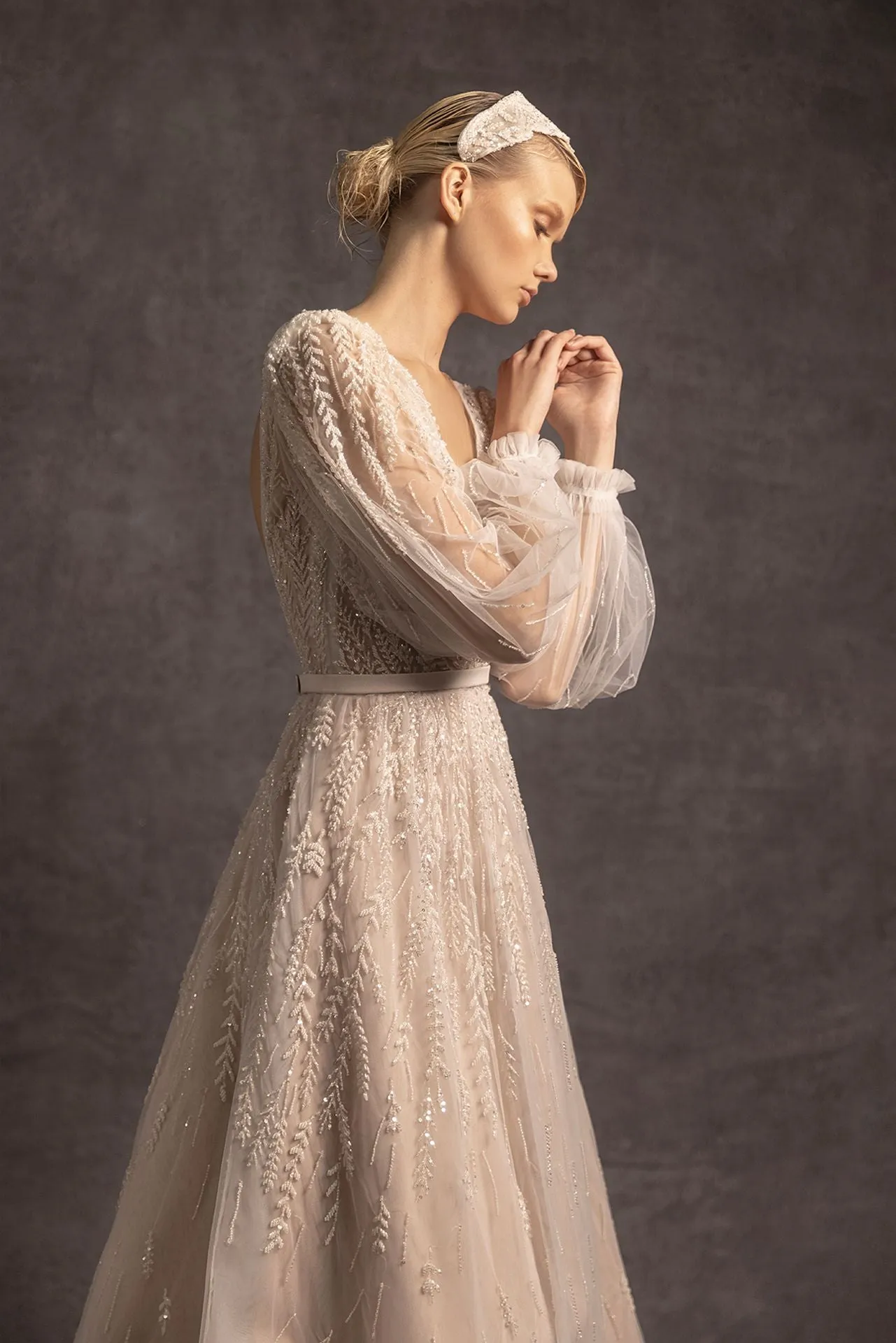 Embroidered A-line Wedding Dress