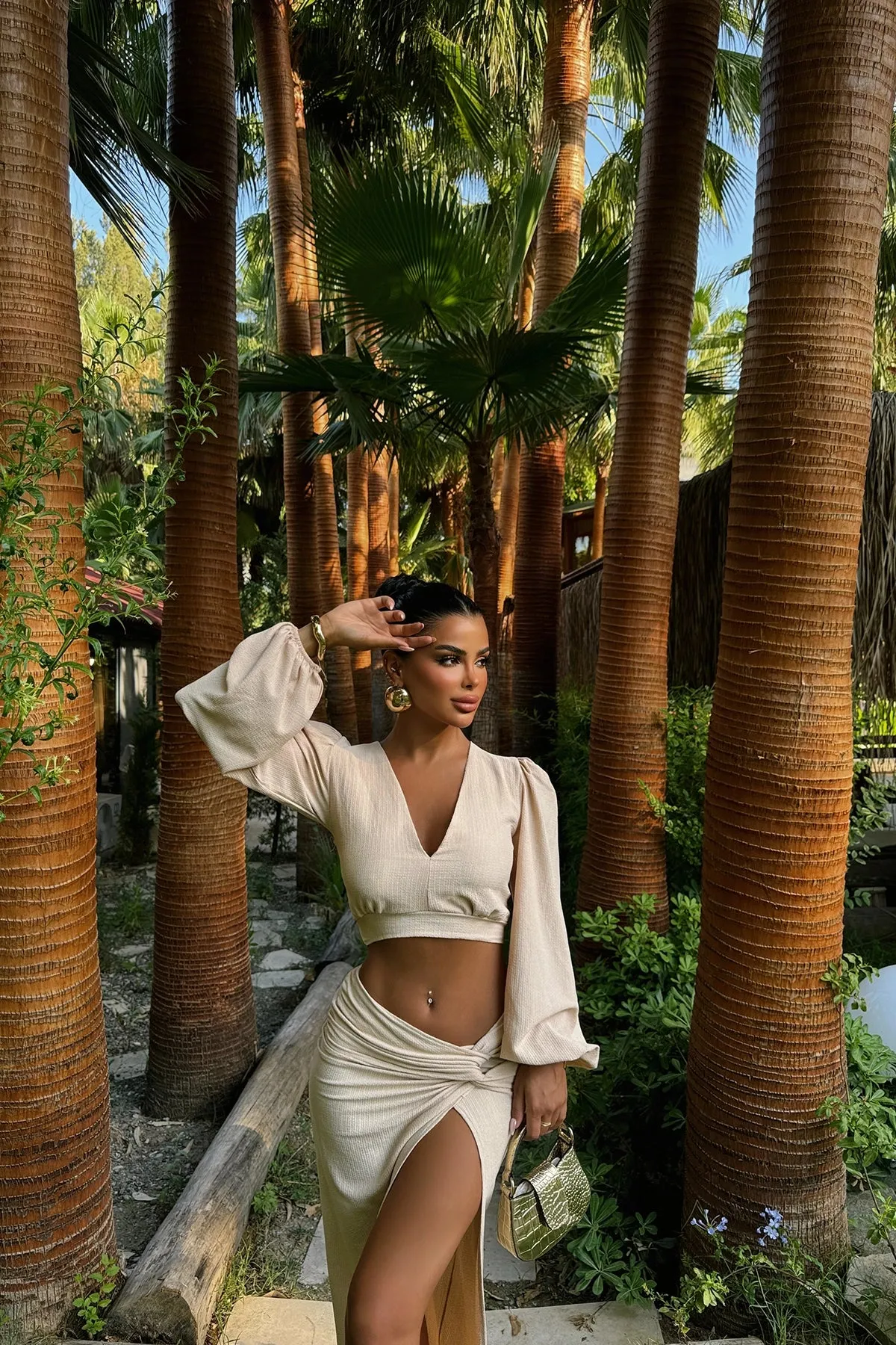 EYY Women Beige Slit Detail Skirt Suit - Alba Iulia