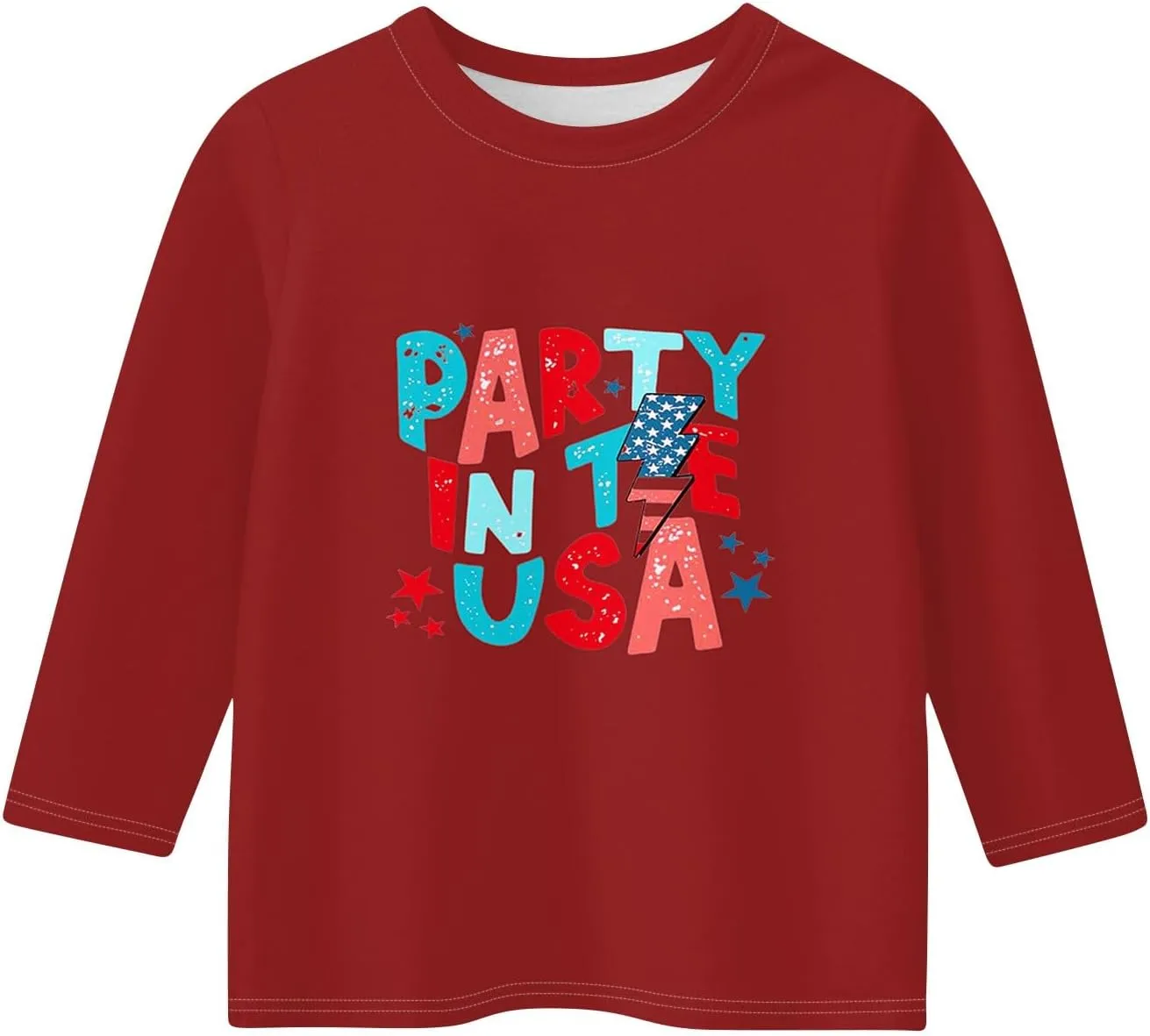 Fourth of July 3/4 Sleeve Shirts for Teens Girls USA Flag Crew Neck Cute Summer Tops Blouses Cute Clothes 5-16 Years