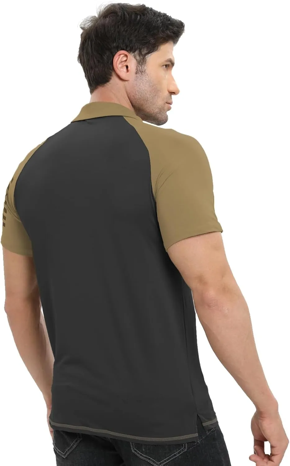 H HYFOL Short Sleeve Polo Shirts for Men Graphic Stretch Casual American Patriotic Raglan Golf Polos for Men