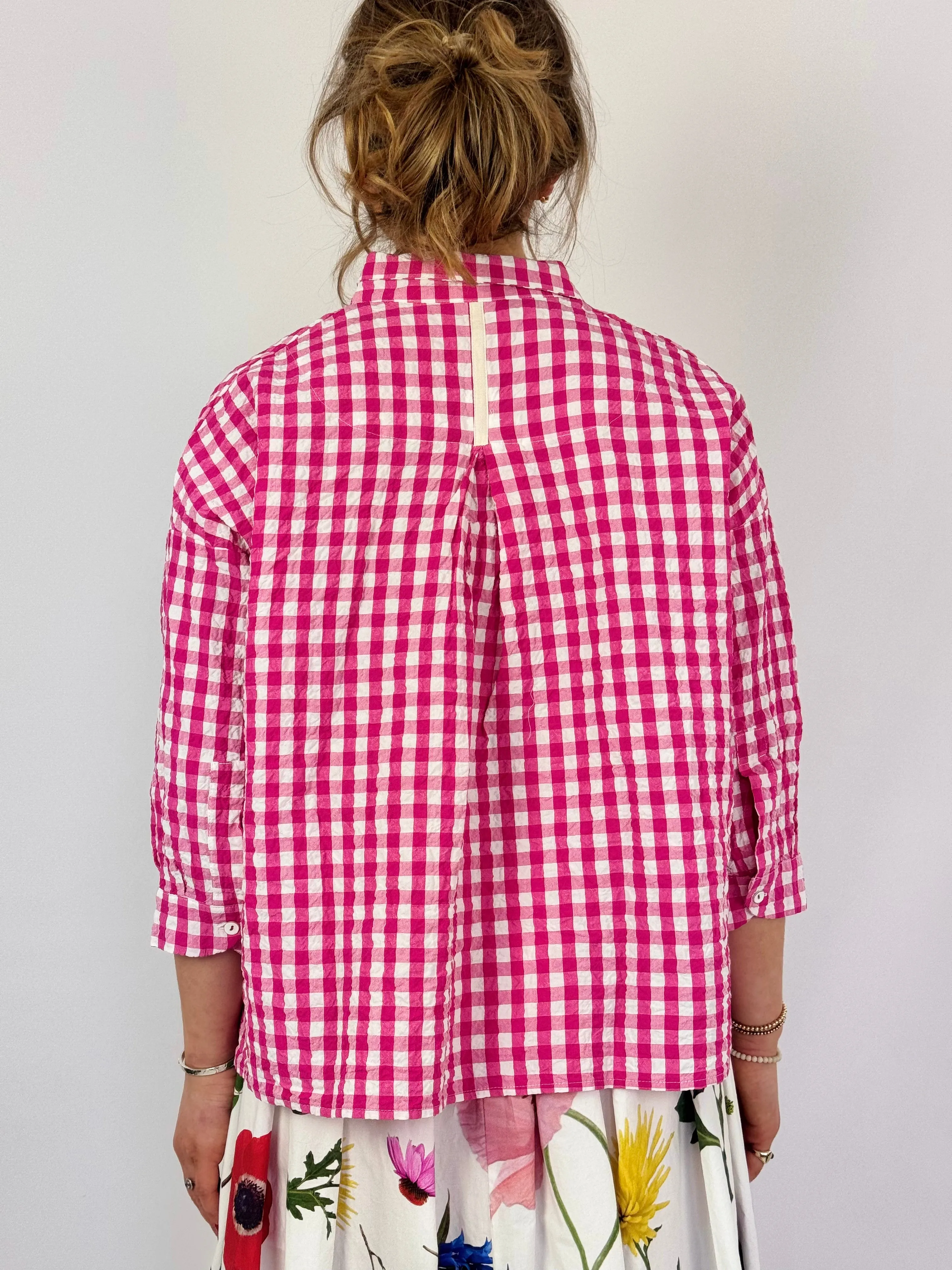Hannah Wessel Savannah Shirt Azalea Check