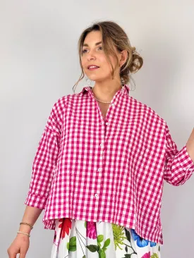 Hannah Wessel Savannah Shirt Azalea Check