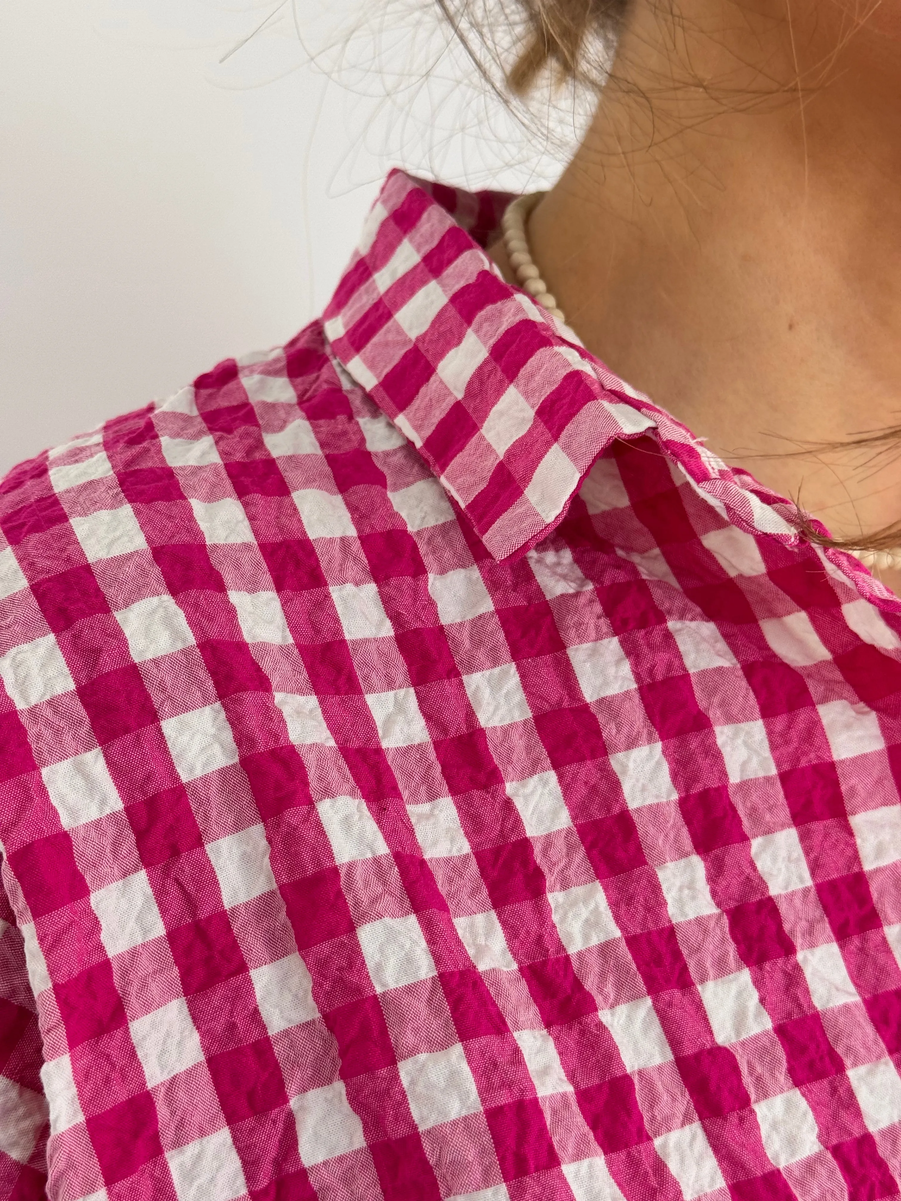 Hannah Wessel Savannah Shirt Azalea Check
