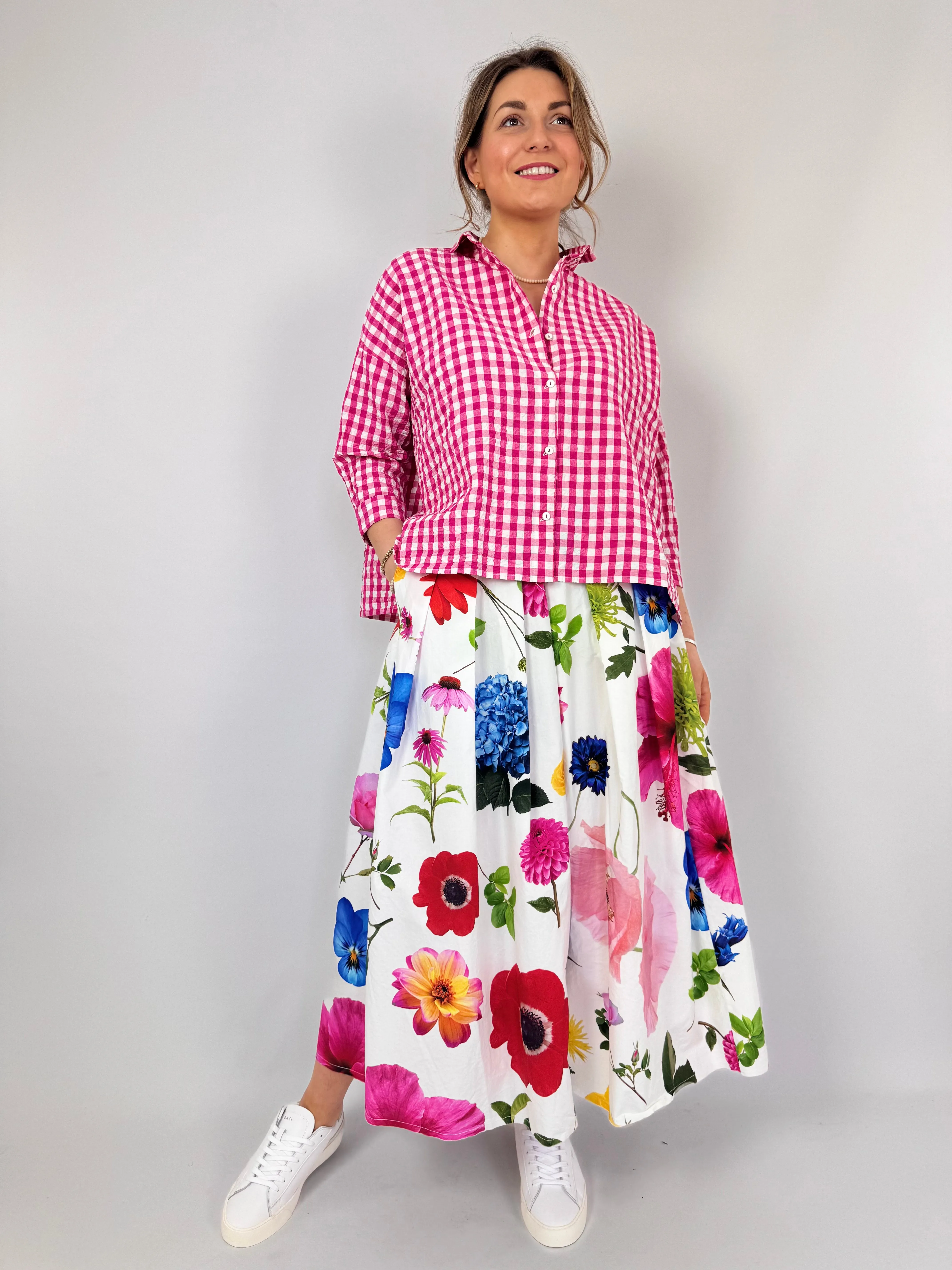 Hannah Wessel Savannah Shirt Azalea Check