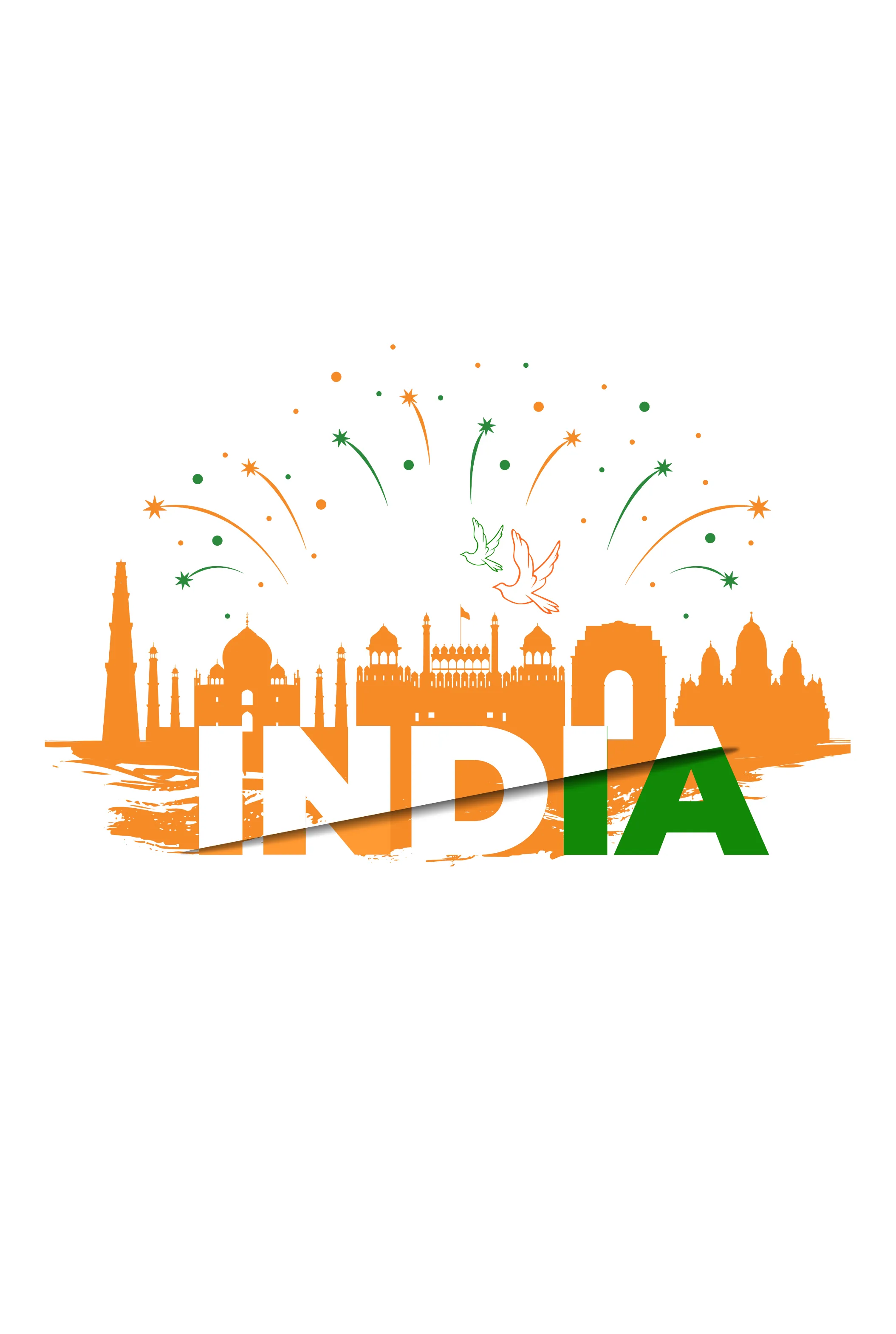 India Monument Tribute White Printed T-shirt for men