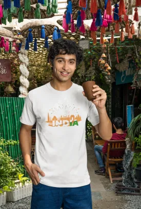 India Monument Tribute White Printed T-shirt for men