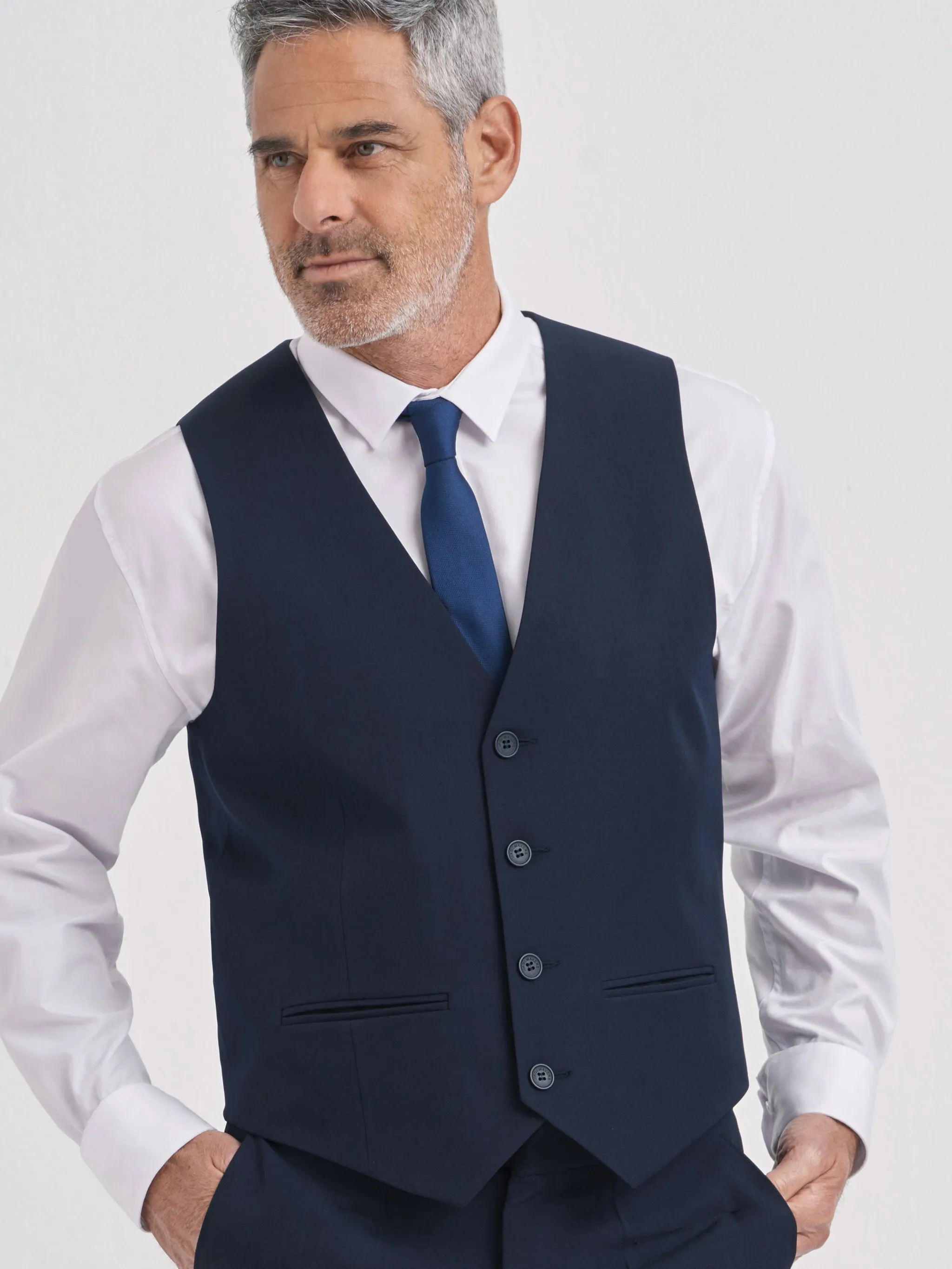 Jacob regular fit waistcoat  - navy stretch