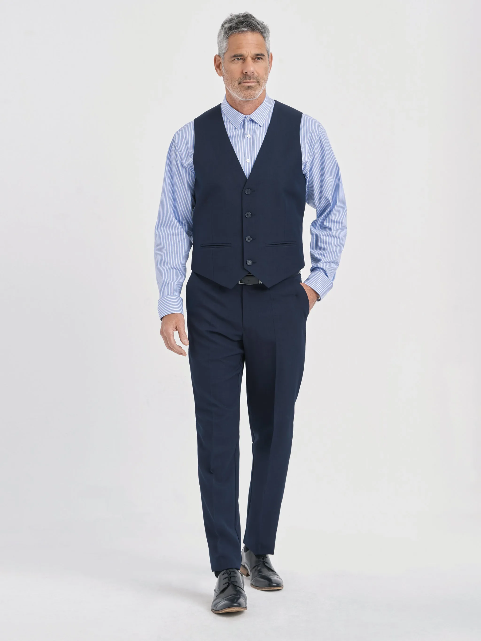Jacob regular fit waistcoat  - navy stretch