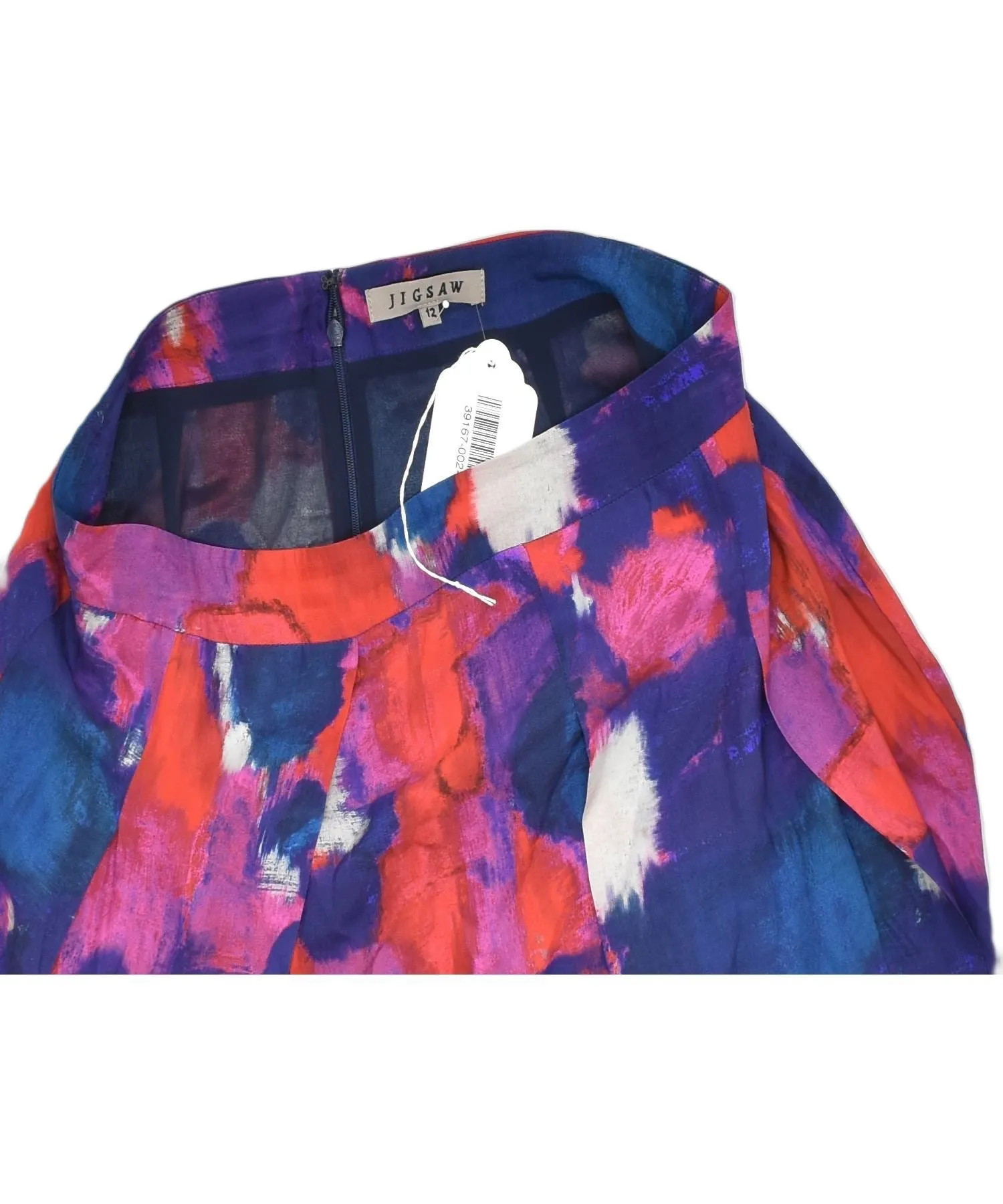 JIGSAW Womens A-Line Skirt UK 12 Medium W30 Multicoloured Tie Dye Silk