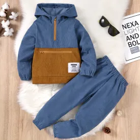 Kids Boys Long Sleeve Hooded Sports Suit Set