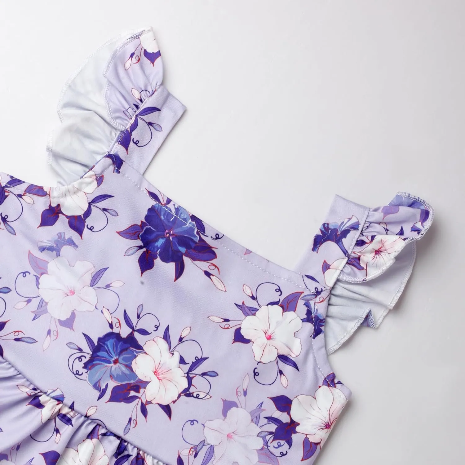 Little Girls Summer Dress - Flutter Sleeve Swing Tiered Sundress Toddler Smocked Dresses Kids Casual Outfits 2T-7T