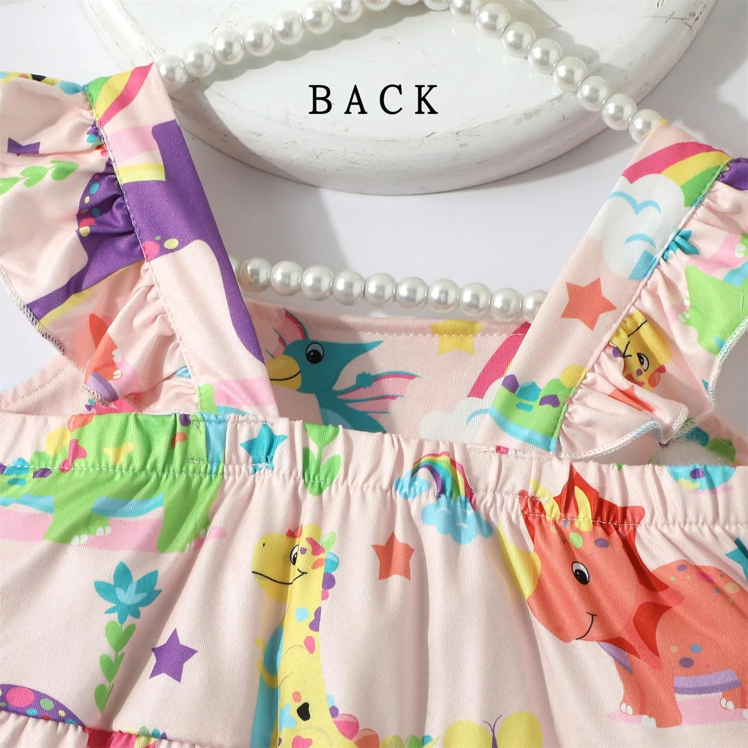 Little Girls Summer Dress - Flutter Sleeve Swing Tiered Sundress Toddler Smocked Dresses Kids Casual Outfits 2T-7T