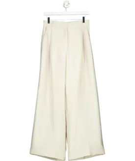 Marcela Beige Azul Silky Wide Leg Pants In Oyster UK S