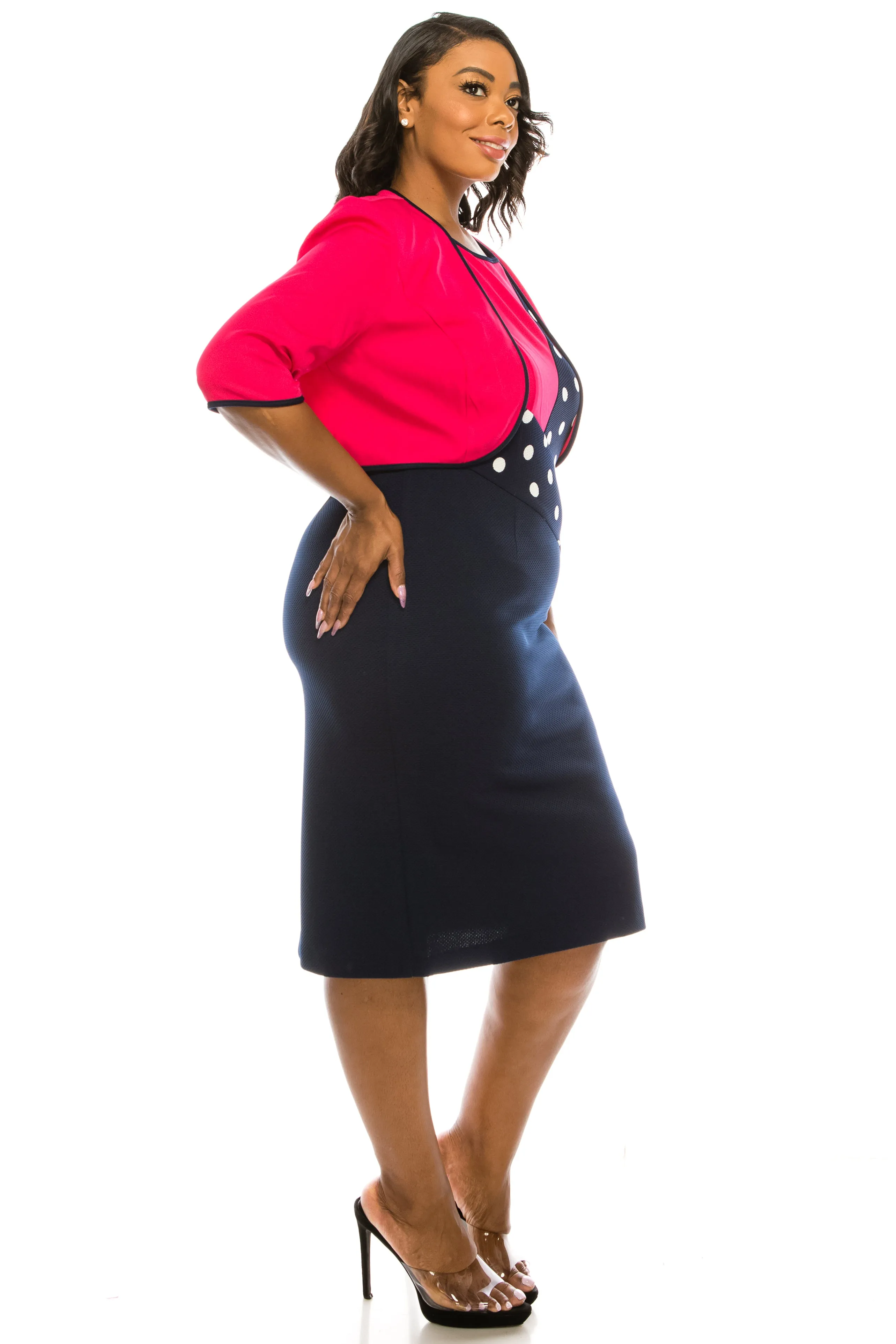 Maya Brookes 2 Piece Polka Dot Day Jacket Dress Suit (Additional Colors)