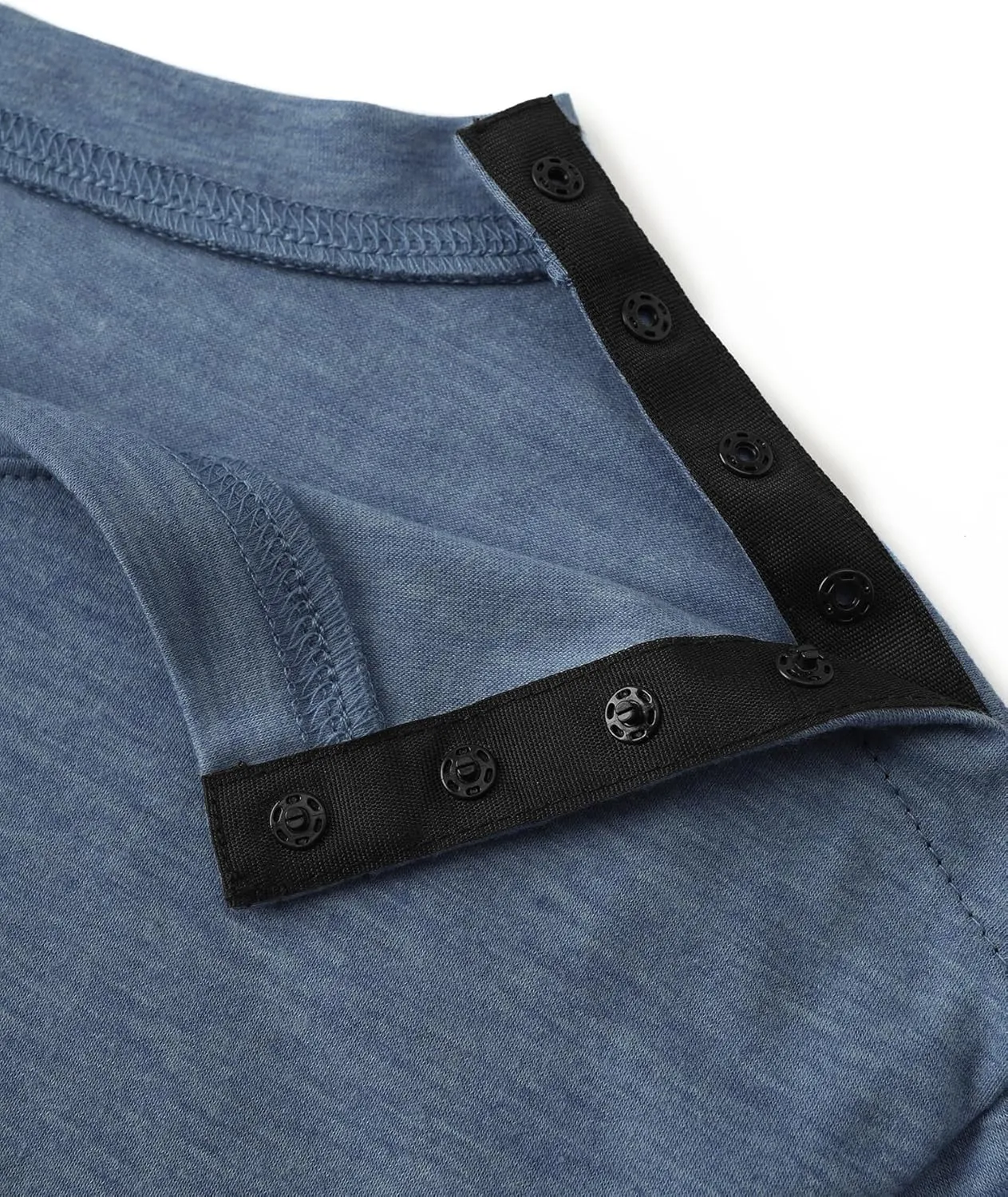 Men's Post Shoulder Surgery Recovery Shirts Tear Away Short Sleeve Full Open Side Snap Dialysis Chemo Clothing