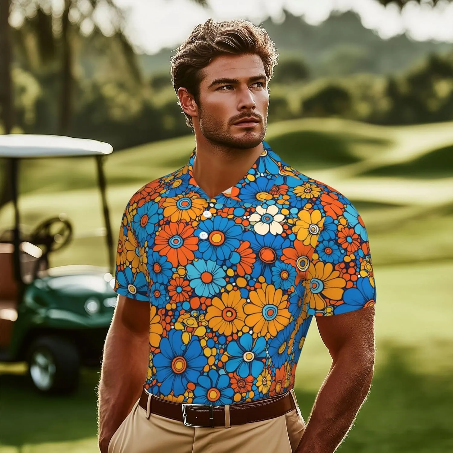 Mens Shirt Short Sleeve Dry Fit Performance Athletic Sports Daily Casual Collared Shirts for Men