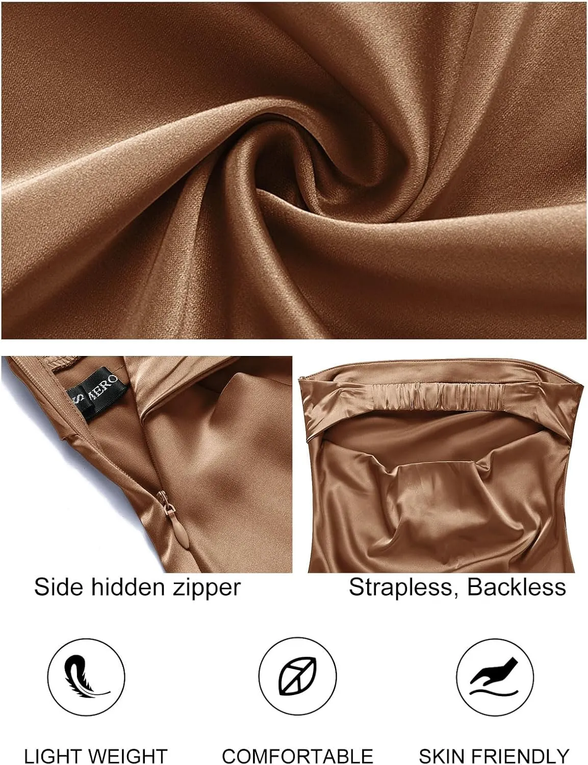 MEROKEETY Women 2025 Summer Strapless Satin Tube Bodycon Backless Wedding Guest Maxi Dress