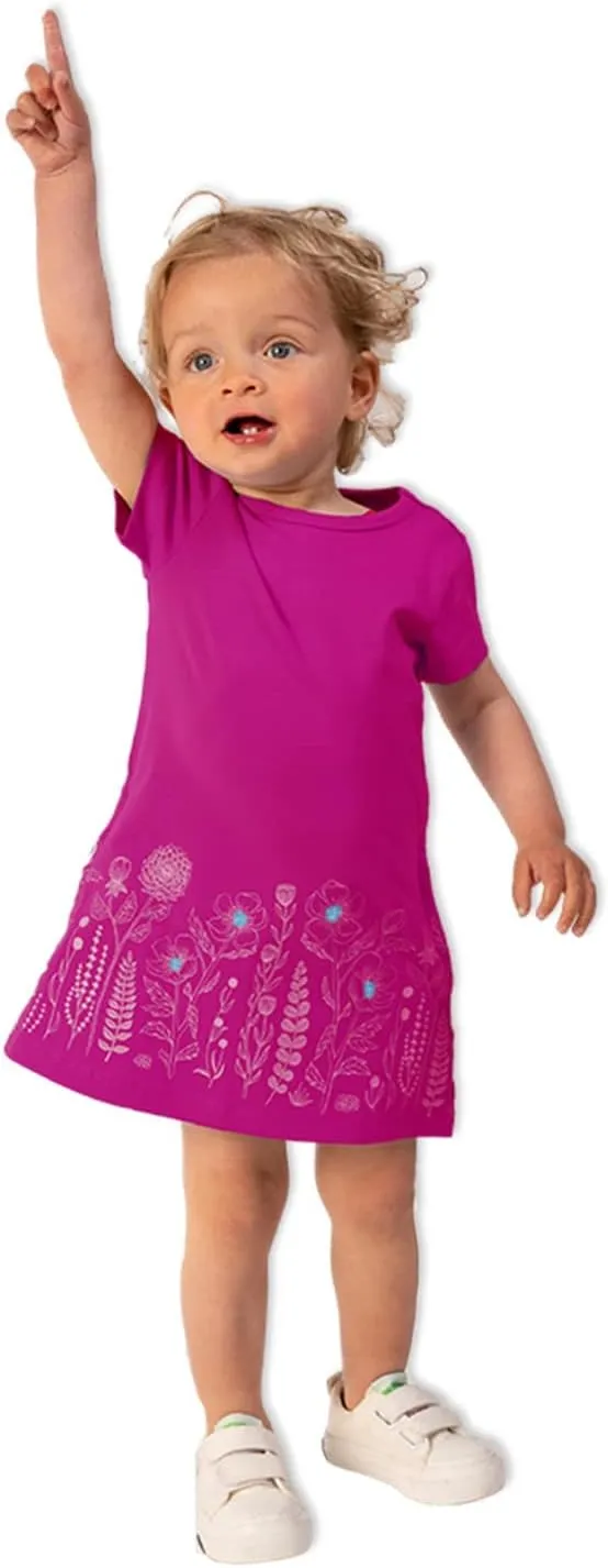 Mighty Girls' Short Sleeve T-Shirt Dresses | 100% Organic Cotton, Stylish Comfort Dress for Kids