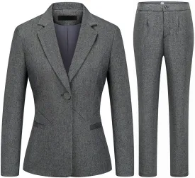 MODFUL Women's 2 Piece Business Suit Pant Set Slim Fit One Button Blazer Jacket Lady Work Suit for Office