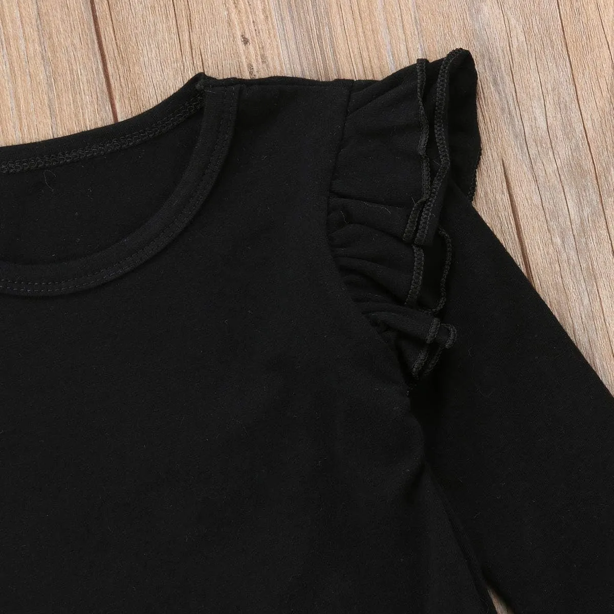 Mubineo Toddler Baby Girl Basic Plain Ruffle Sleeve Cotton T Shirts Tops Tee Clothes