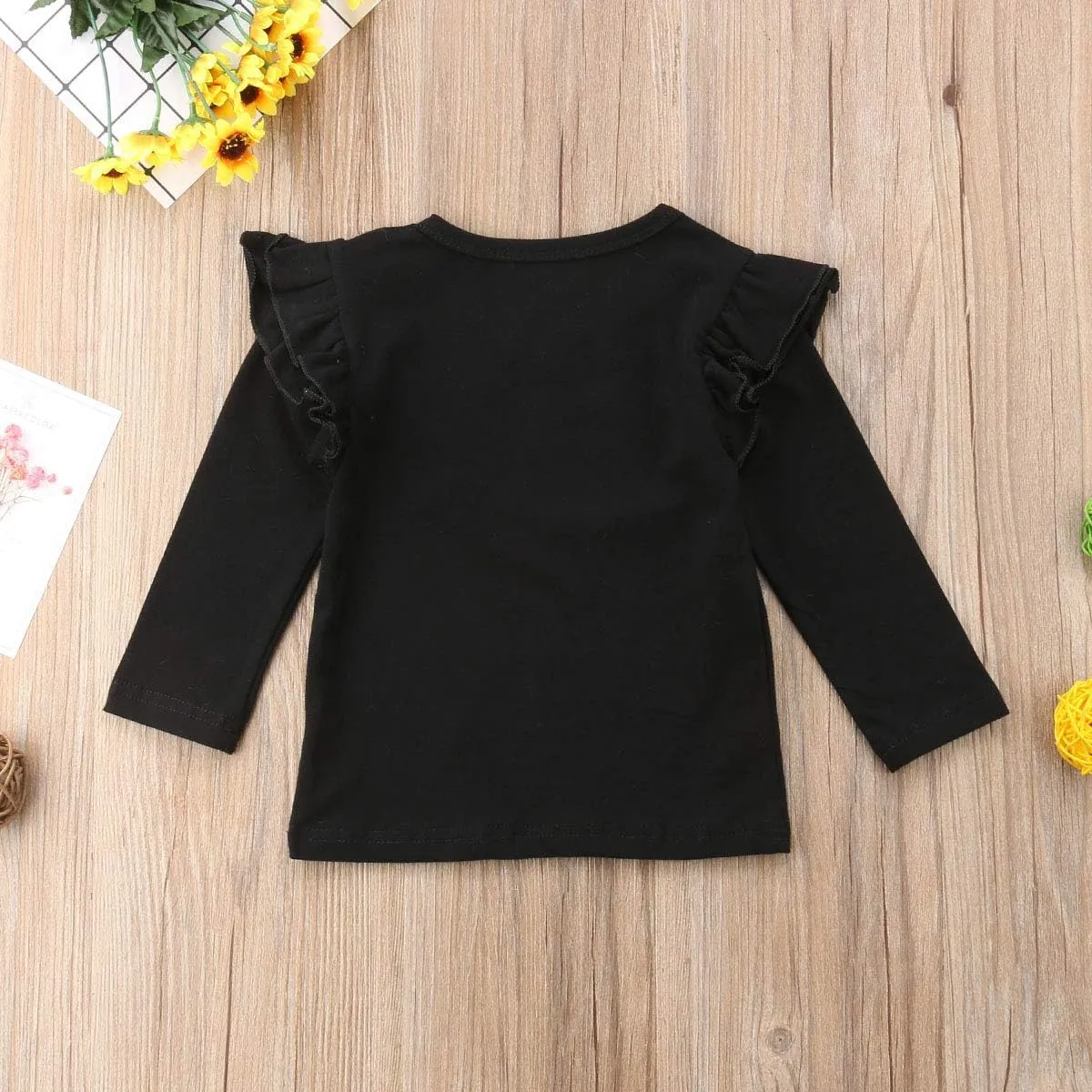 Mubineo Toddler Baby Girl Basic Plain Ruffle Sleeve Cotton T Shirts Tops Tee Clothes