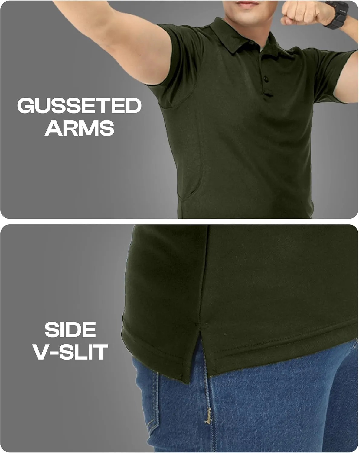 NY Threads Mens Polo Shirt Short Sleeves Quick Dry Performance Tactical Pique Jersey Golf Shirt