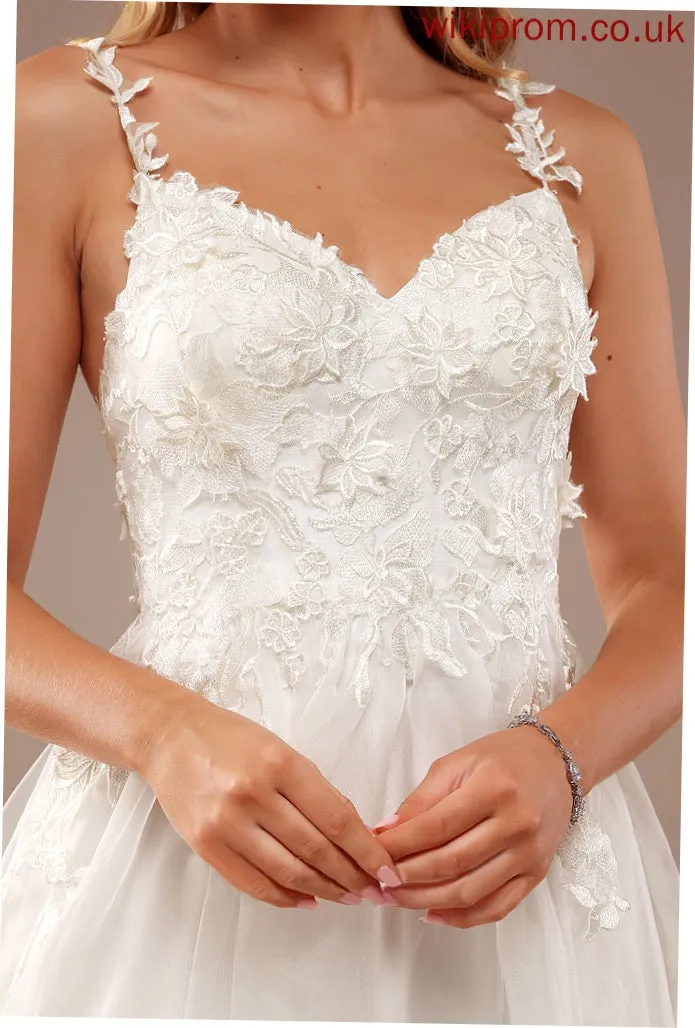 Organza Front Wedding With Lace Split Dress Meadow Ball-Gown/Princess Train V-neck Lace Wedding Dresses Court