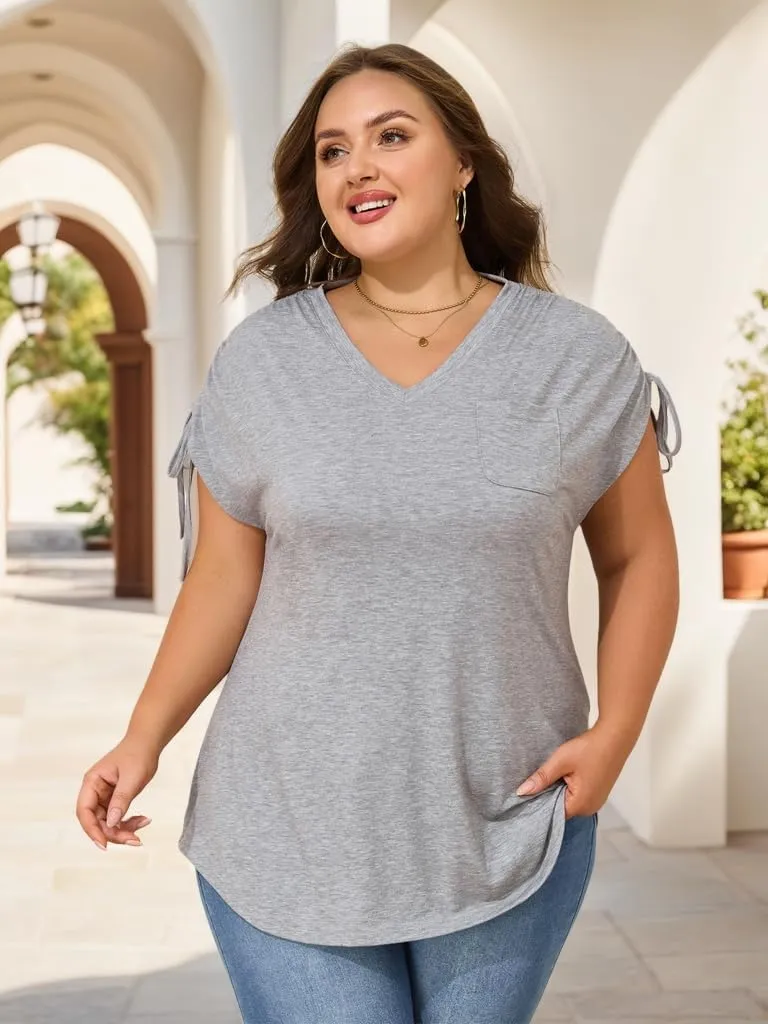 Plus Size Tops for Women - 2025 Summer Casual Shirts Blouse Short Sleeves T-Shirts