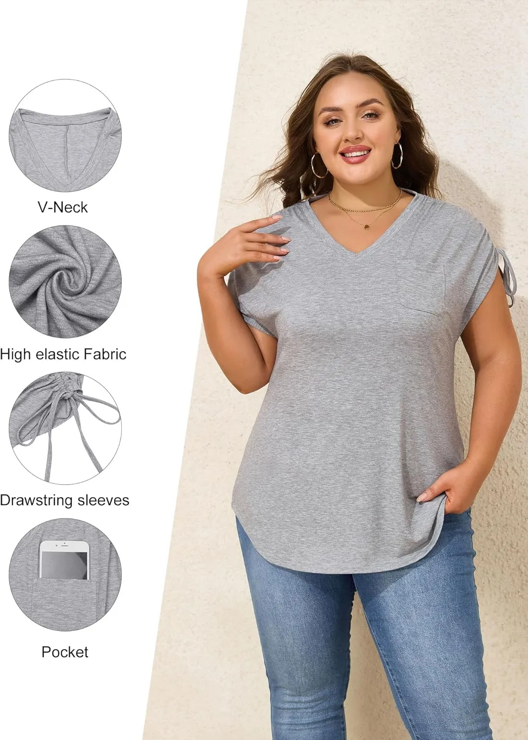 Plus Size Tops for Women - 2025 Summer Casual Shirts Blouse Short Sleeves T-Shirts