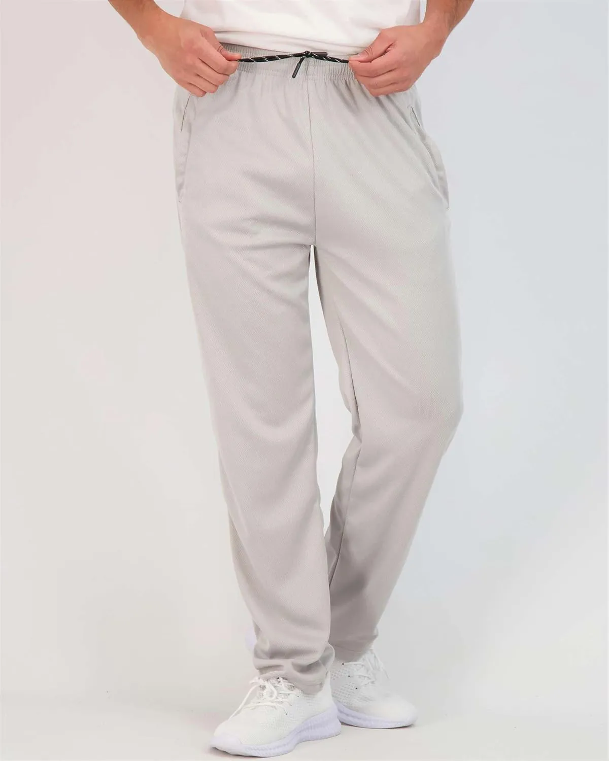 Real Essentials 3 Pack: Men's Mesh Athletic Gym Workout Lounge Open Bottom Sweatpants with Pockets (Available in Big & Tall)